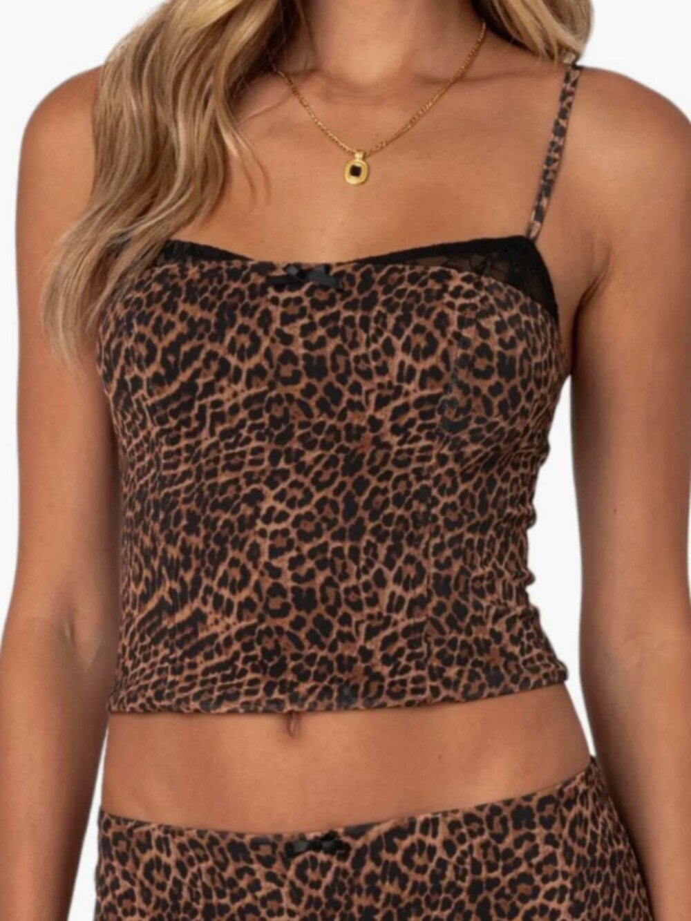 Edikted Edin leopard print cami mesh tank top S